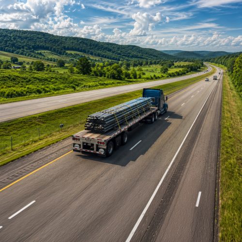 DST-Truck-Trailer-Rentals-flatbed-green-open-road