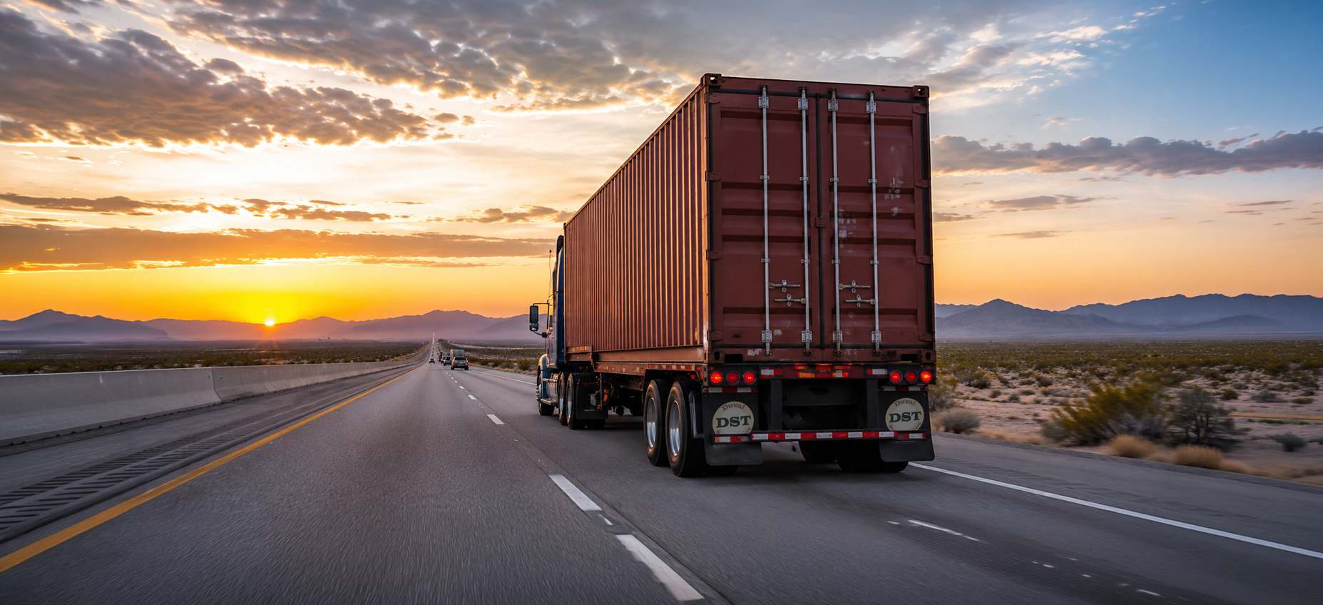 DST-semi-trailer-container-on-road